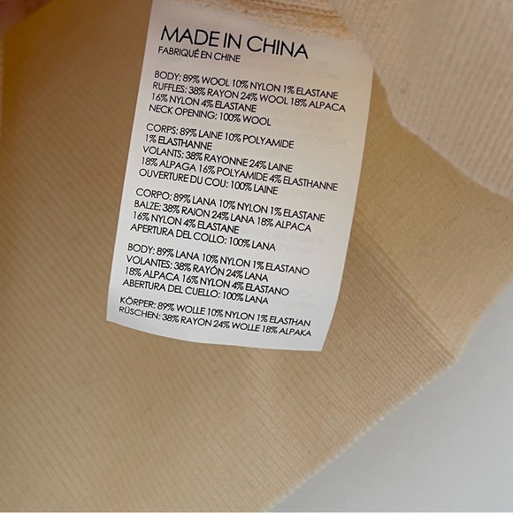 Club Monaco Wool Sweater Ruffle Sleeve - Picture 3 of 5